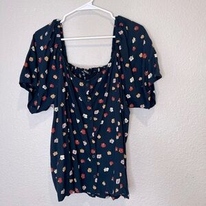 Madewell Navy Ember Floral Top, XL